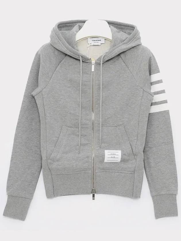 Engineered 4-Bar Stripe Loopback Jersey Knit Zip Up Hoodie Light Grey - THOM BROWNE - BALAAN 3