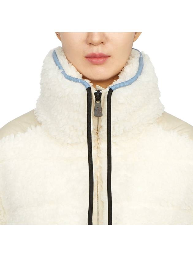 Women's Grenoble Teddy Logo Patch Shearling Coat White - MONCLER - BALAAN 7