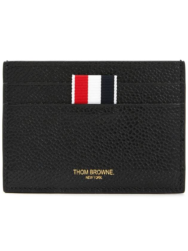 Stripe Note Compartment Pebble Grain Leather Card Wallet Black - THOM BROWNE - BALAAN 2