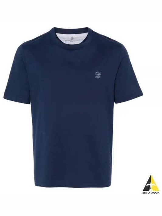 Logo Short Sleeve T-shirt Blue - BRUNELLO CUCINELLI - BALAAN 2