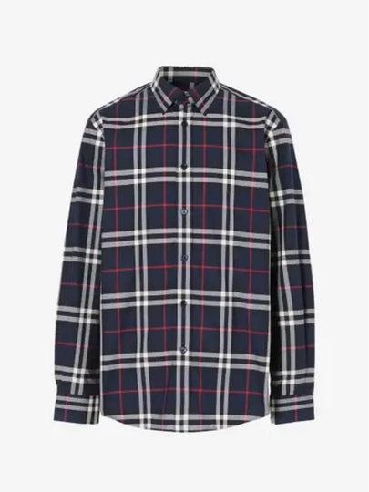 Men's Vintage Check Long Sleeve Shirt Navy - BURBERRY - BALAAN 2