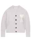 Heart Logo Oversized Cardigan Grey - AMI - BALAAN 2