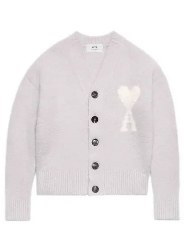 Heart Logo Oversized Cardigan Grey - AMI - BALAAN 2