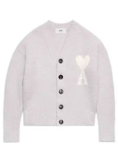 De Coeur V-Neck Cardigan Pearl Grey - AMI - BALAAN 2