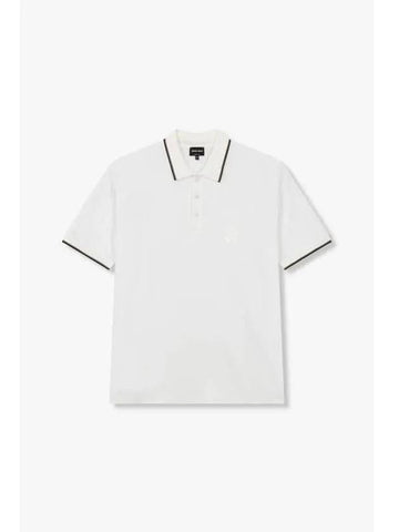 Men s Silk Blend Logo Polo Shirt White - GIORGIO ARMANI - BALAAN 1