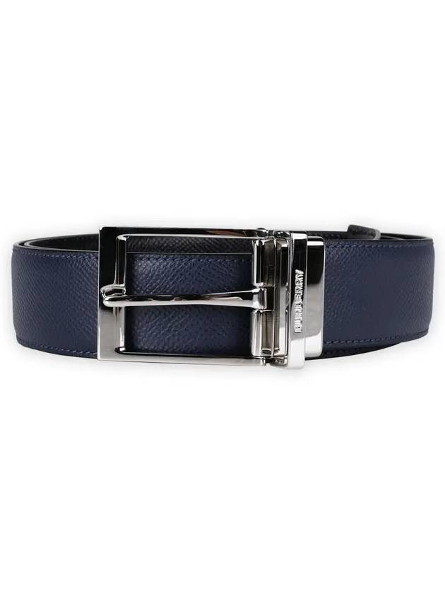 Reversible Grainy Leather Belt Navy Black - BURBERRY - BALAAN 3