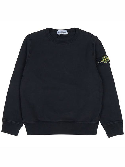 Kids Organic Cotton Fleece Sweatshirt Black - STONE ISLAND - BALAAN 2