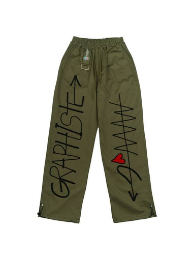 Embroidery Cotton Wide Pants Khaki - GRAPHISTE MAN.G - BALAAN 1