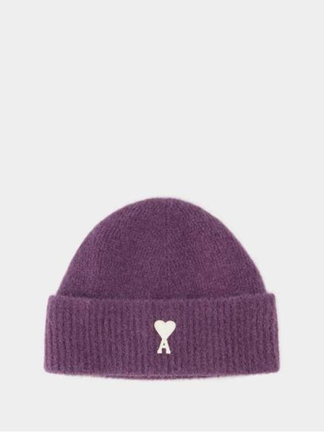 Logo Patch Knit Beanie Lilac - AMI - BALAAN 1