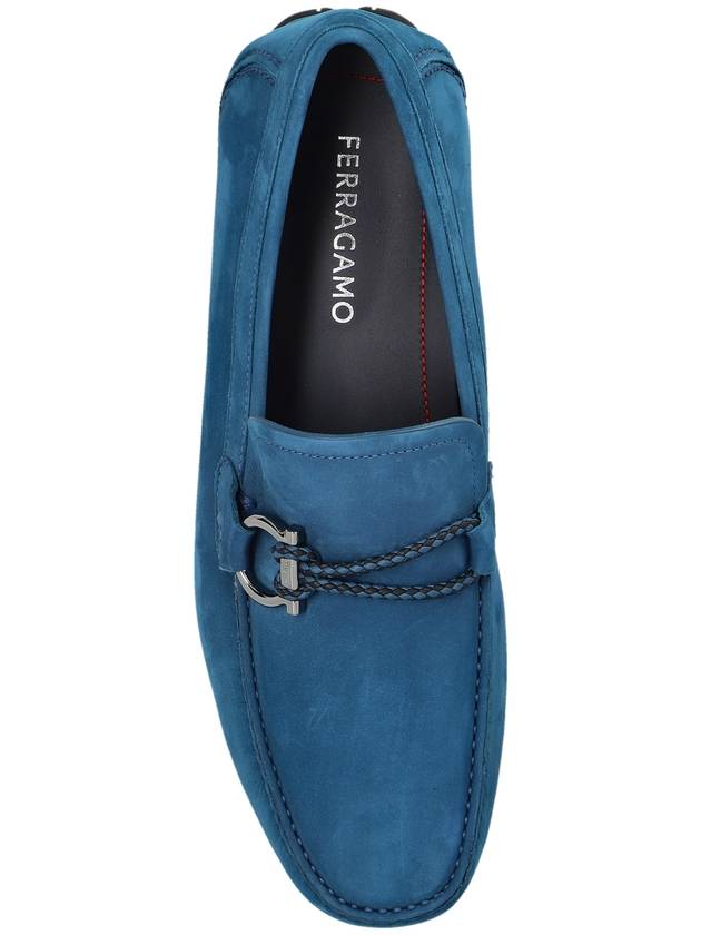 FERRAGAMO Suede Loafers Front, Men's, Blue - SALVATORE FERRAGAMO - BALAAN 6