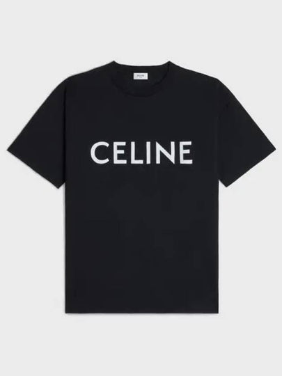 Cotton Jersey Loose Short Sleeve T-Shirt Black - CELINE - BALAAN 2