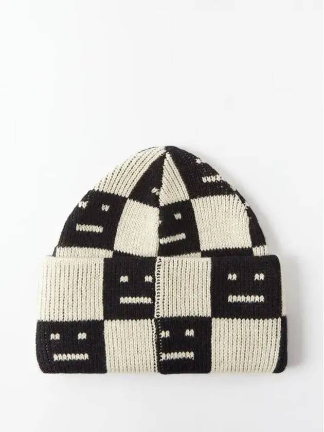 FACE check rib beanie white black - ACNE STUDIOS - BALAAN 3