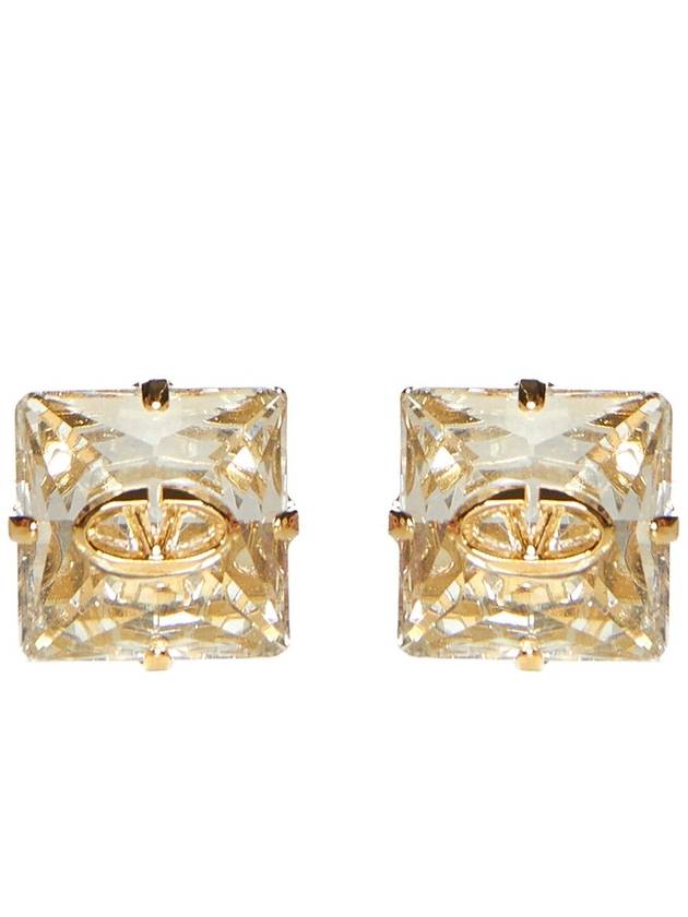 The Bold Edition V Logo Metal Crystal Earrings Gold - VALENTINO - BALAAN 2