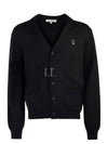 Bold Fox Head Patch Regular Cardigan Black - MAISON KITSUNE - BALAAN 2