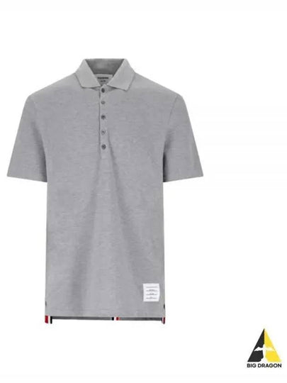 Men's Cotton Pique Center Bag Striped Short Sleeve Polo Shirt Grey - THOM BROWNE - BALAAN 2