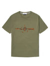 Graphic Lettering Back Logo Short Sleeve T-Shirt Khaki - STONE ISLAND - BALAAN 1