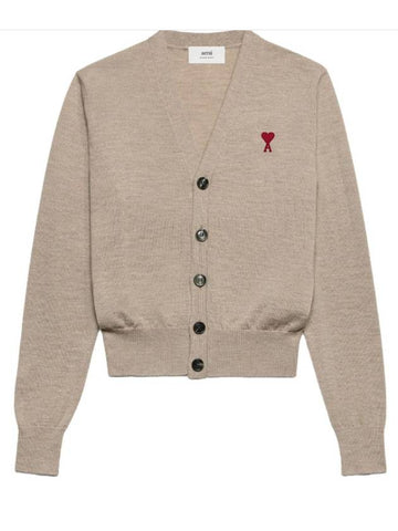 heart logo wool Vneck cardigan - AMI - BALAAN 1