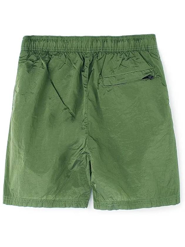 Men's Logo Patch Nylon Swim Shorts Sage Green - STONE ISLAND - BALAAN.