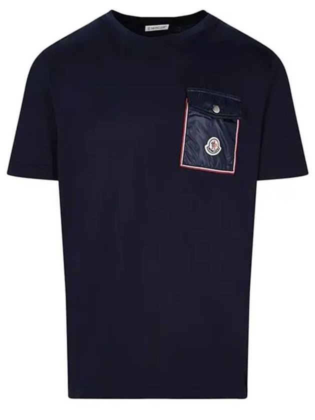 MONCLER pocket patch logo short sleeve t-shirt navy H1091 8C00048 8390Y 778 - MONCLER - BALAAN