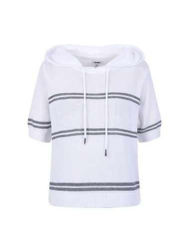 Striped hooded knit tee MK3MP335NVY - P_LABEL - BALAAN 1