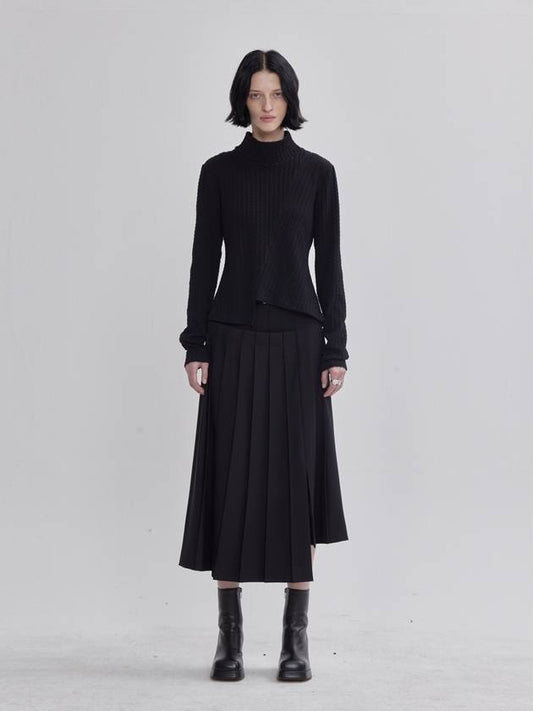 imbalance pleated design skirt black - LIE - BALAAN 1