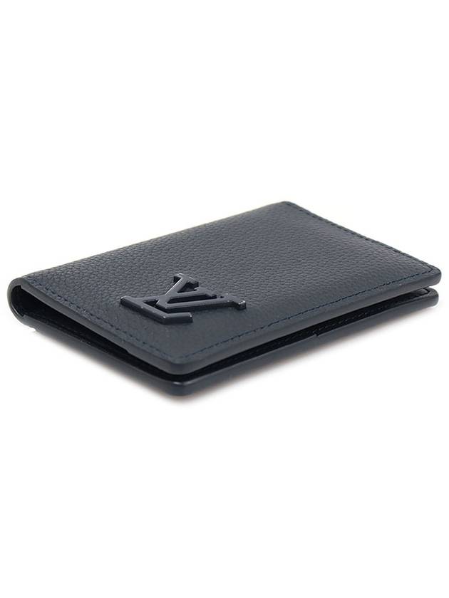 M69979 Ink Blue Grain Calfskin LV Aerogram Pocket Organizer Card Holder - SAINT LAURENT - BALAAN 4