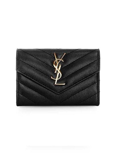 Monogram Envelope Small Half Wallet Black Gold - SAINT LAURENT - BALAAN 2