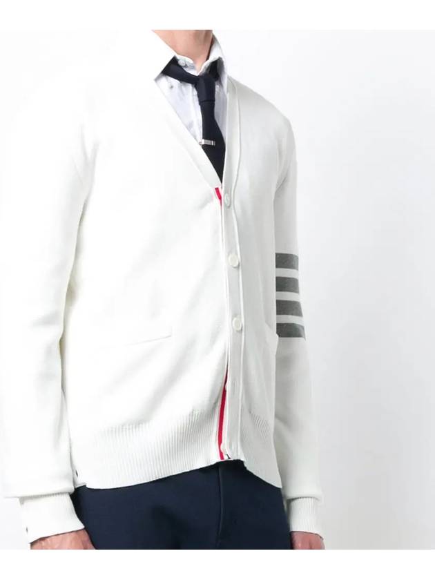 Milano Stitch 4 Bar Cardigan White - THOM BROWNE - BALAAN 4