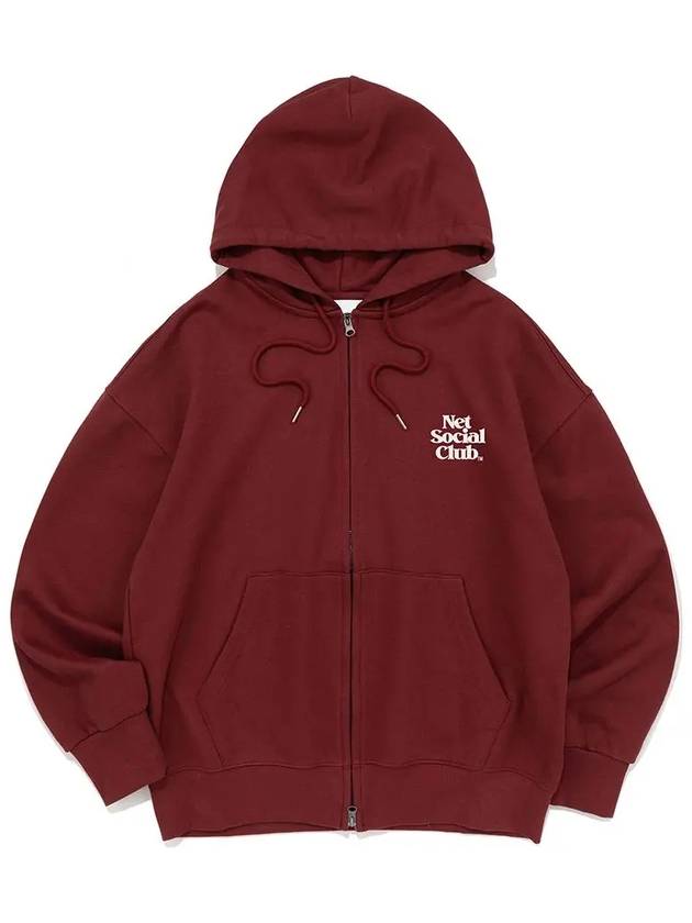 SMALL LOGO HOOD ZIP UP BURGUNDY - NET SOCIAL CLUB - BALAAN 3