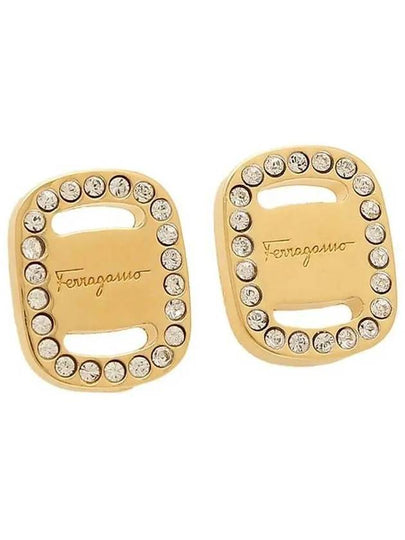 Vara Plate Crystal Earrings Gold - SALVATORE FERRAGAMO - BALAAN 2