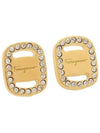 Vara Plate Crystal Earrings Gold - SALVATORE FERRAGAMO - BALAAN 2