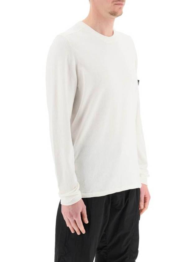 Raw Hand Cotton Crewneck Knit Top White - STONE ISLAND - BALAAN 3