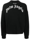 Curve Logo Print Sweatshirt Black - PALM ANGELS - BALAAN 2