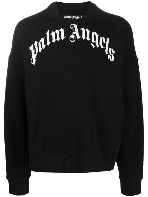 Curve Logo Print Sweatshirt Black - PALM ANGELS - BALAAN 2