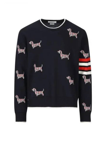 4-Bar Relaxed Hector Pullover Wool Knit Top Navy - THOM BROWNE - BALAAN 2