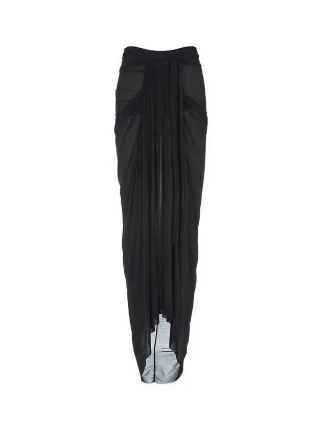 WOMEN Gathered Waist Banding Skirt Black - RICK OWENS - BALAAN 1