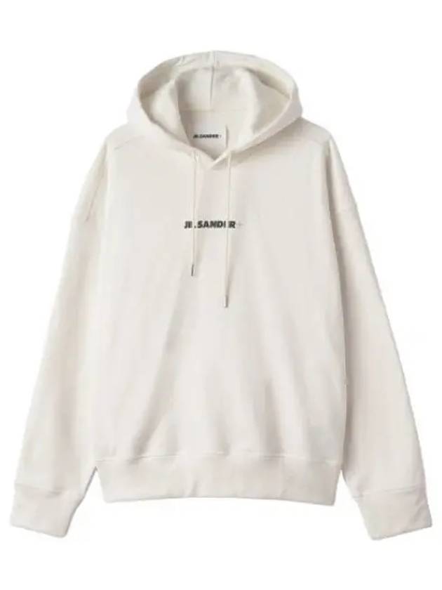 Logo printed hooded ivory t shirt hoodie - JIL SANDER - BALAAN 1