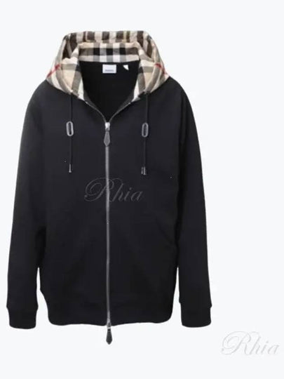 Check Hood Cotton Zip Up Hoodie Black Archive Beige - BURBERRY - BALAAN 2