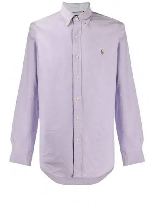 Embroidered Pony Logo Oxford Long Sleeve Shirt Thistle - POLO RALPH LAUREN - BALAAN 2