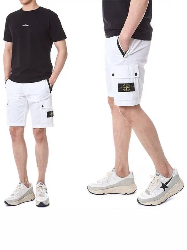 Men's Logo Patch Cargo Bermuda Shorts White - STONE ISLAND - BALAAN 2