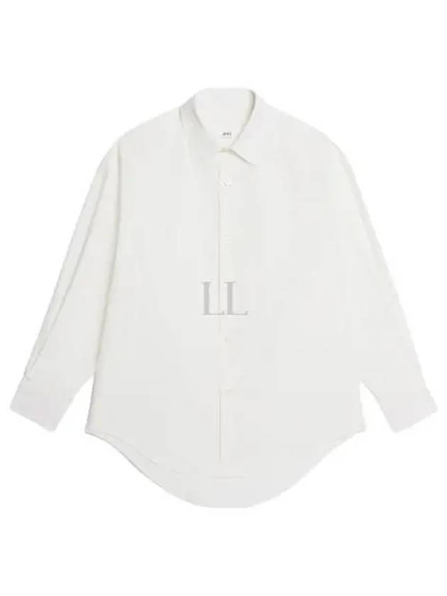 Chest Pocket Boxy Fit Poplin Long Sleeve Shirt White - AMI - BALAAN 2