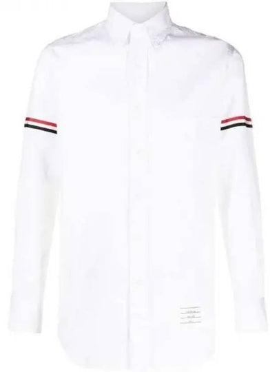 Men's Poplin Grosgrain Armband Classic Long Sleeve Shirt White - THOM BROWNE - BALAAN 2