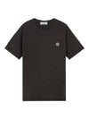 Logo Patch Short Sleeve T-Shirt Black - STONE ISLAND - BALAAN 2