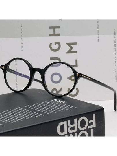 Blue light blocking glasses frame TF5834B 001 round horn rim eye protection - TOM FORD - BALAAN 2