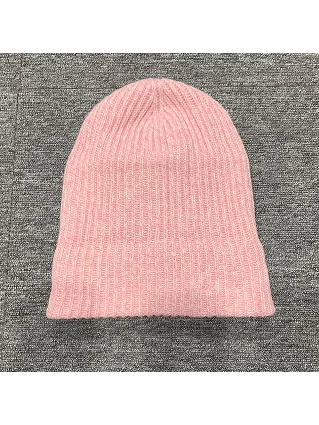 Logo Patch Knit Beanie Pink - GANNI - BALAAN 6