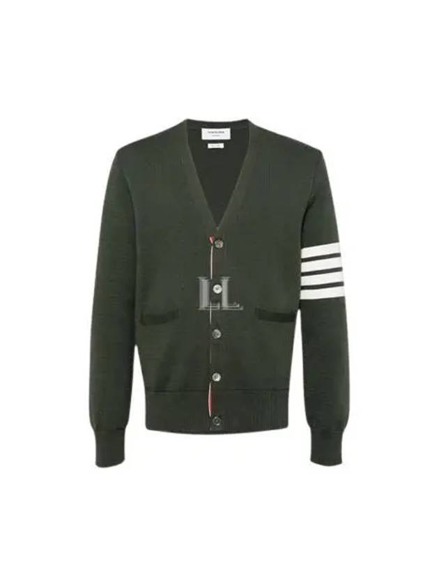 Milano Stitch 4 Bar Cardigan Dark Green - THOM BROWNE - BALAAN 2