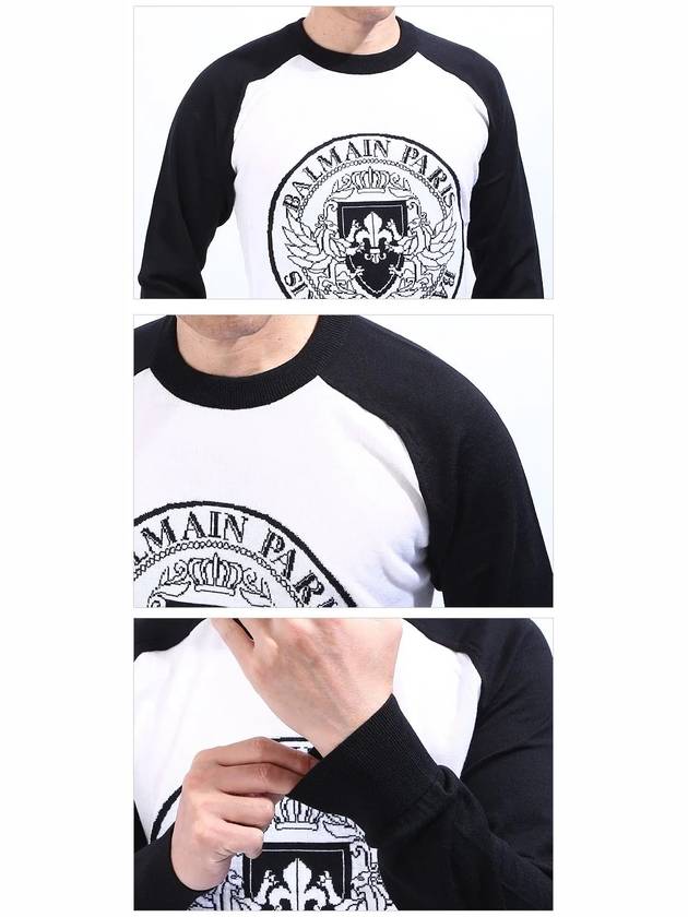 Crest Intarsia Wool Sweatshirt Black White - BALMAIN - BALAAN 5