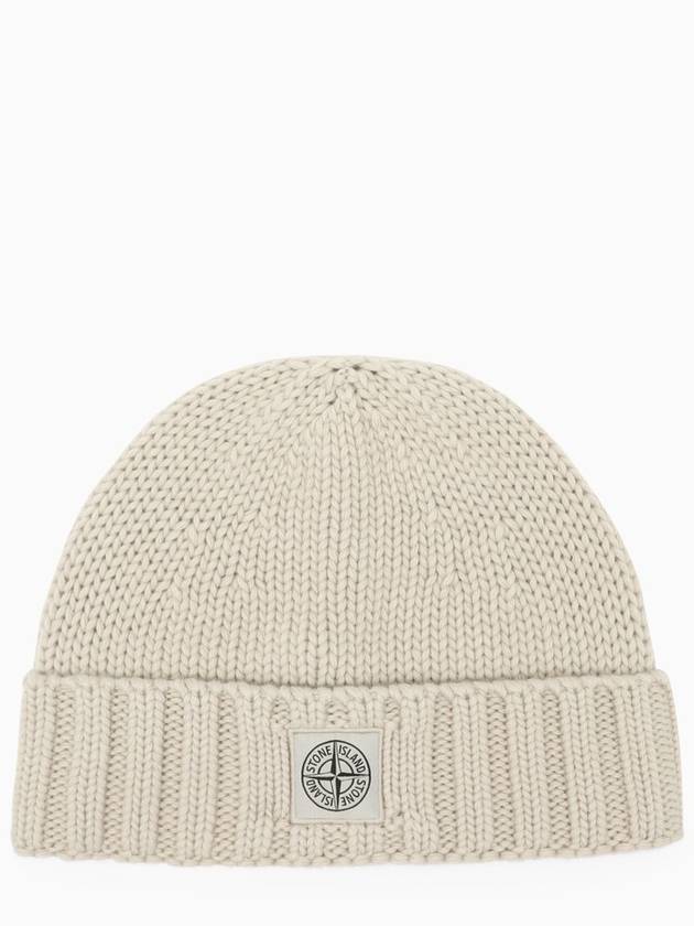 Logo Patch Wool Beanie Beige - STONE ISLAND - BALAAN 2