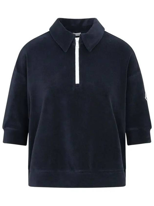 Terry half zip collar t shirt navy 8A000 06 596LS 778 - MONCLER - BALAAN 2