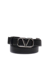 V Logo Leather Belt Black - VALENTINO - BALAAN 2